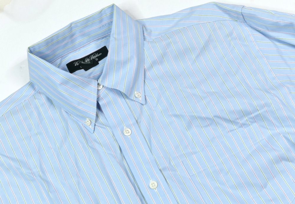 Brooks Brothers Country Club Shirt Mens Large Blue Long Sleeve Button-Down